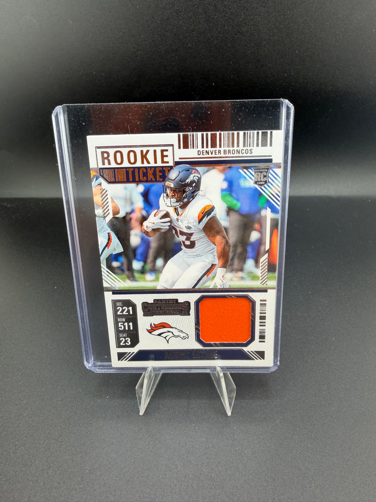 2024 Panini Contenders Rookie Ticket Swatch Audric Estime Denver Broncos RTS-AEE - front