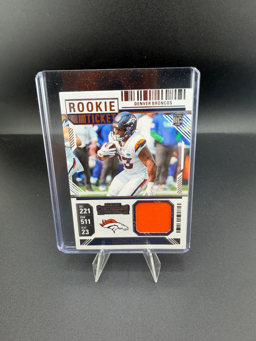2024 Panini Contenders Rookie Ticket Swatch Audric Estime Denver Broncos RTS-AEE - front