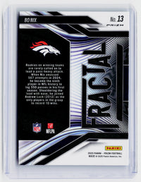 2025 Panini Prizm Football Bo Nix Green Prizm #13 Denver Broncos - back