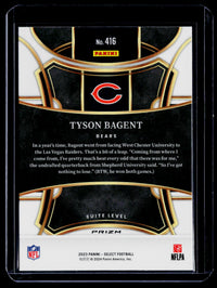 2023 Panini Select Football Tyson Bagent #416 Suite Level Prizm Rookie Bears - back