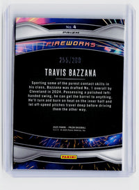 2025 Panini Prizm Baseball Fireworks Travis Bazzana No. 4 Red White Blue Prizm /399 RC - back