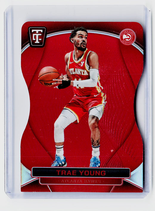 2024-25 Panini Totally Certified Trae Young #77 Mirror Red Platinum Die-Cut /125 - front