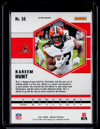 2021 Panini Mosaic Football Kareem Hunt #56 Cleveland Browns - back