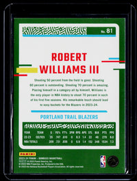 2023-24 Panini Donruss Basketball Robert Williams III #81 Portland Trail Blazers - back