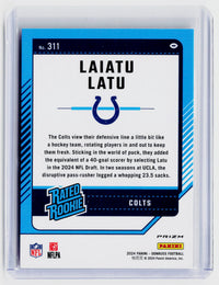 2024 Panini Donruss Laiatu Latu Rated Rookie Pink #311 Indianapolis Colts - back