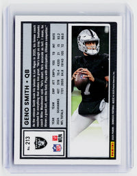 2025 Panini Donruss Geno Smith Purple Press Proof #213 /500 Las Vegas Raiders - back