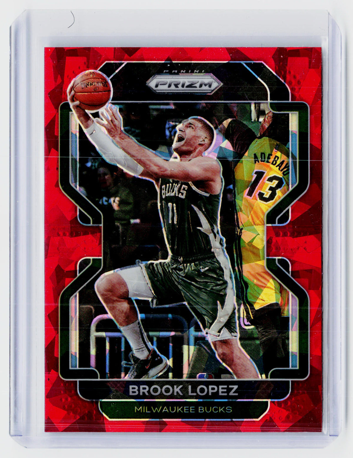 2021-22 Panini Prizm Brook Lopez Red Ice Prizm #134 Milwaukee Bucks - front
