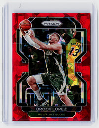 2021-22 Panini Prizm Brook Lopez Red Ice Prizm #134 Milwaukee Bucks - front