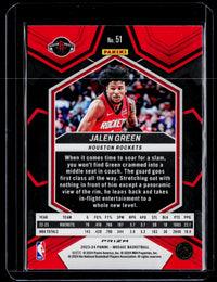 2023-24 Panini Mosaic Jalen Green #51 Houston Rockets - back
