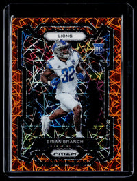 2023 Panini Prizm - Rookies Brian Branch #328 Orange Lazer Prizm (RC) - front