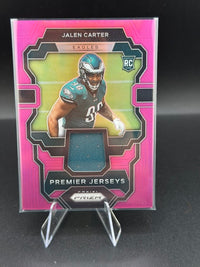 2023 Panini Prizm Football Premier Jerseys Pink Prizm Jalen Carter Rookie #PJ-JC - front