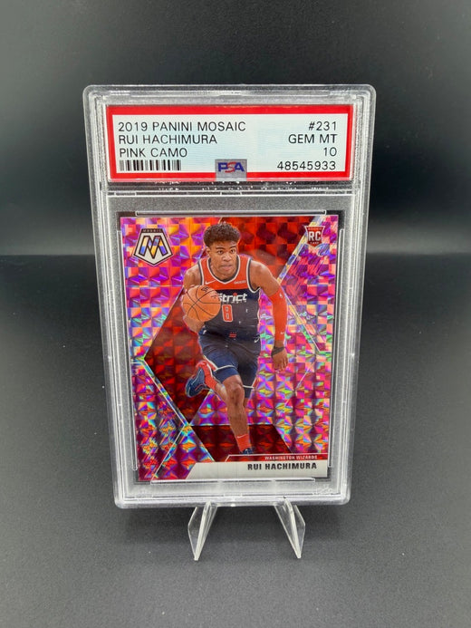 2019-20 Panini Mosaic Pink Camo Rui Hachimura #231 PSA 10 RC - front