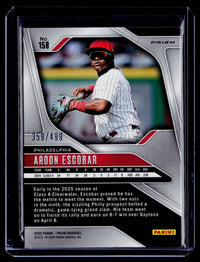2025 Panini Prizm Baseball Aroon Escobar #158 Pulsar Prizm /499 - back