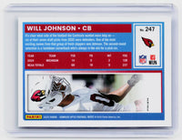 2025 Panini Donruss Optic Rated Rookie Will Johnson #247 Arizona Cardinals - back