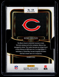 2024 Panini Select Football Rome Odunze Premier Level Rookie Card #136 Chicago Bears - back
