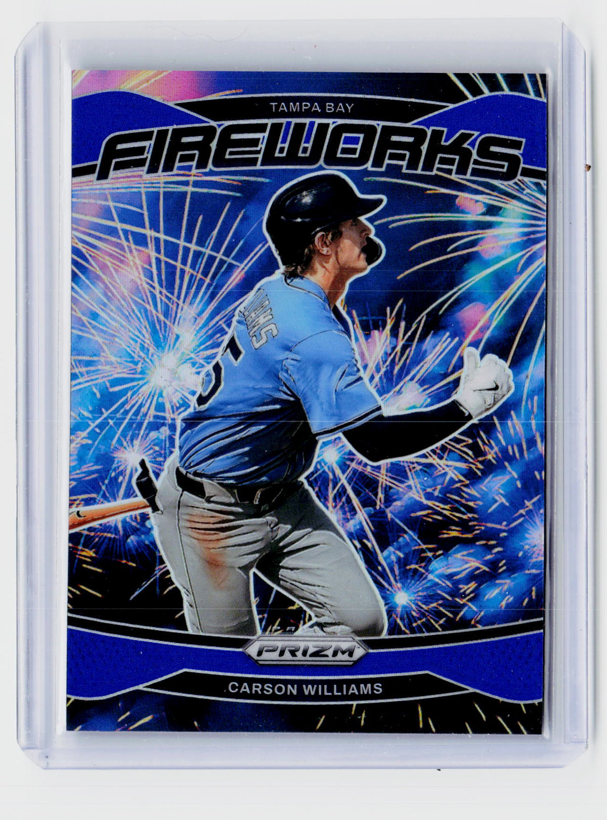 2025 Panini Prizm Baseball Fireworks Carson Williams #17 Blue Prizms 40/99 - front