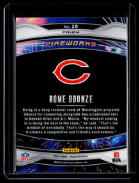 2024 Panini Prizm Football Fireworks Rome Odunze #19 Rookie Card Chicago Bears - back