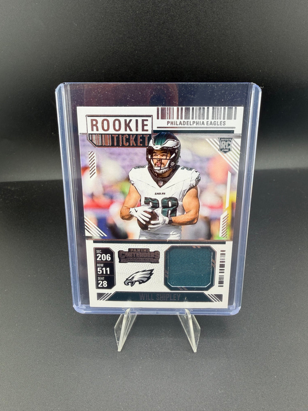 2024 Panini Contenders Rookie Ticket Swatch Will Shipley #RTS-WSY Philadelphia Eagles - front