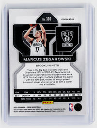 2021-22 Panini Prizm Basketball Marcus Zegarowski Rookie Card #300 Brooklyn Nets - back