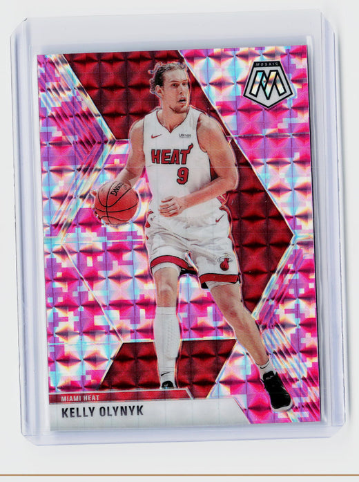 2019-20 Panini Mosaic Pink Mosaic Prizm #180 Kelly Olynyk Miami Heat - front