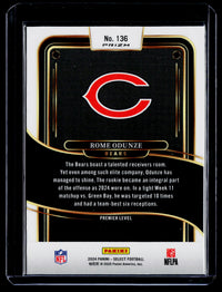 2024 Panini Select Football Rome Odunze Premier Level Rookie #136 Chicago Bears - back