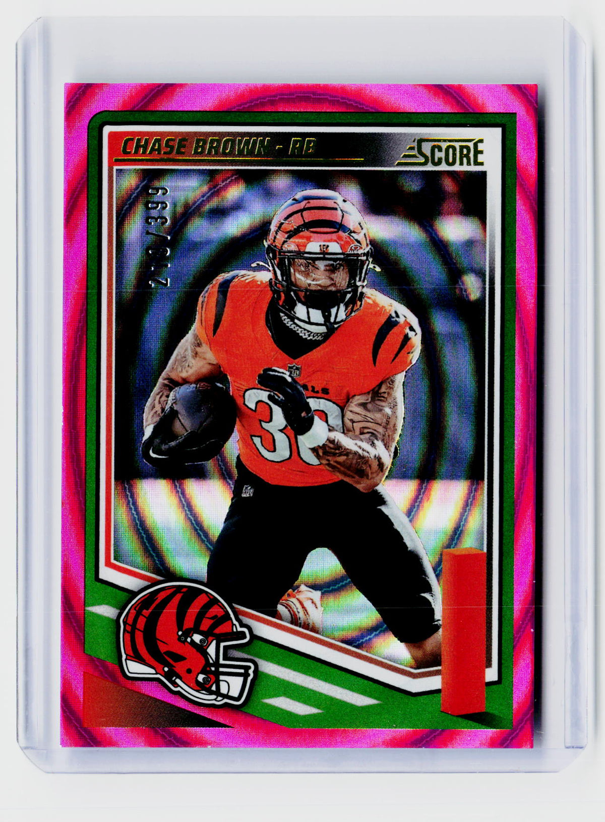 2025 Panini Score Football Chase Brown Pink #157 /399 - front