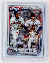 2026 Topps Chrome Past and Present PTP-10 Austin Riley Chipper Jones Atlanta Braves - front