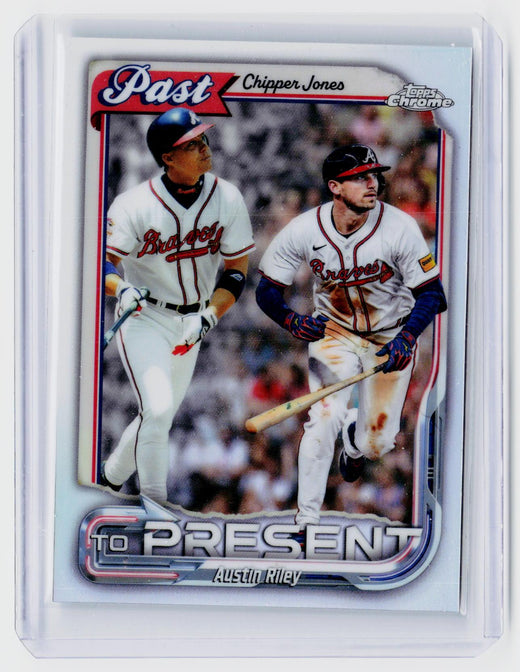 2026 Topps Chrome Past and Present PTP-10 Austin Riley Chipper Jones Atlanta Braves - front