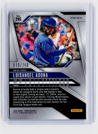 2025 Panini Prizm Baseball Luisangel Acuna Purple Prizm RC #295 /149 - back