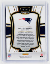 2025 Panini Select Football Will Campbell Rookie Premier Level #179 New England Patriots - back