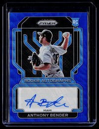 2022 Panini Prizm Baseball Rookie Autographs Anthony Bender RA-AB Blue Wave Prizms /50 - front