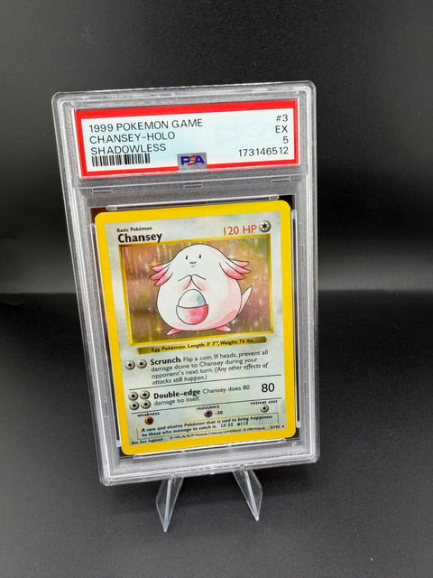 1999 Wizards Pokémon Game Chansey-Holo #3 Shadowless PSA EX 5 - front