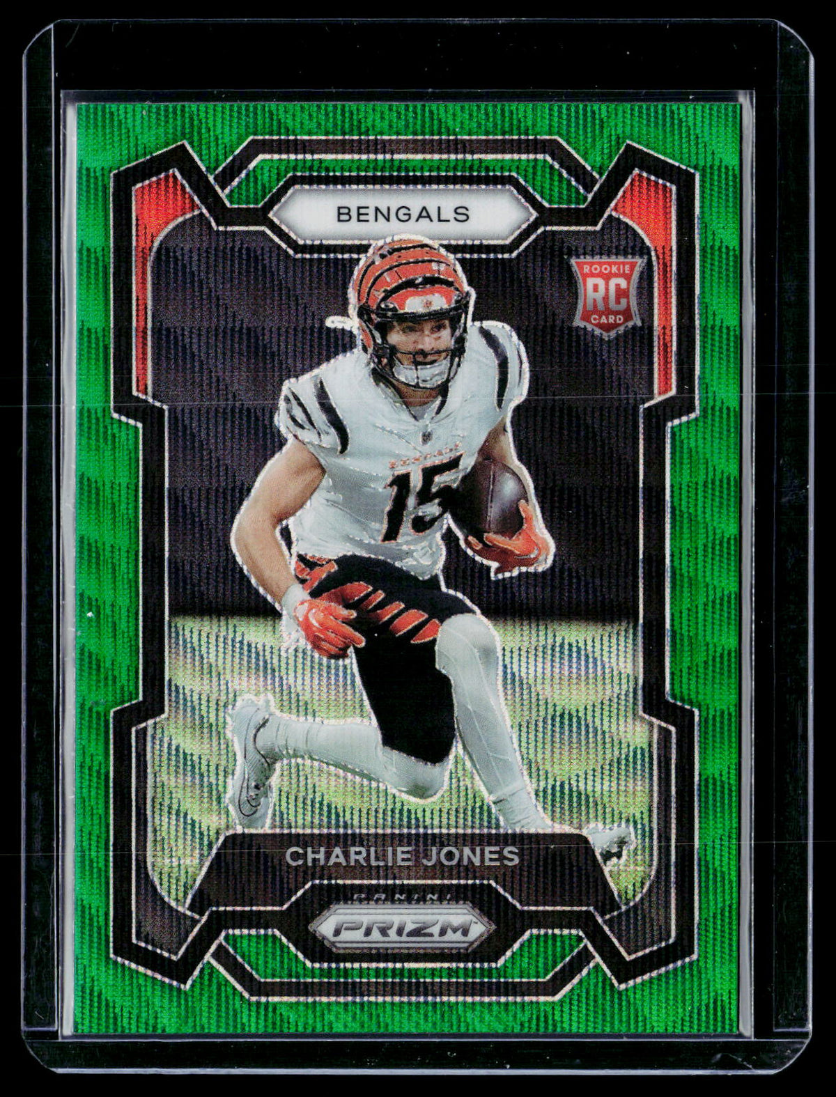 2023 Panini Prizm Football Charlie Jones Green Prizm Rookie #317 - front
