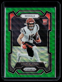 2023 Panini Prizm Football Charlie Jones Green Prizm Rookie #317 - front