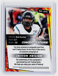 2021 Leaf Jaivon Heiligh Autograph Card BA-JH3 - back