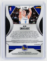 2019-20 Panini Prizm Alen Smailagic Rookie Card #299 Golden State Warriors - back