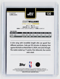 2024-25 Topps Basketball Cody Williams Black and White Rookie Card #130 Utah Jazz - back