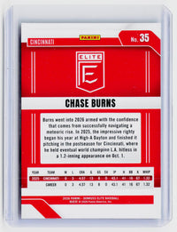 2026 Panini Donruss Elite Baseball Chase Burns #35 Cincinnati Reds - back