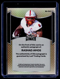 2025 Leaf Metal Rashad Amos Autograph Card BA-RA1 - back