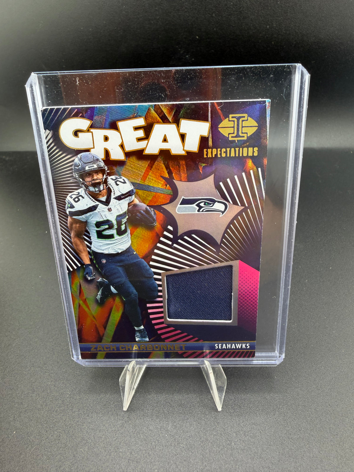 2024 Panini Illusions Game Expectations Zach Charbonnet Seahawks Memorabilia Card GE-ZCT - front
