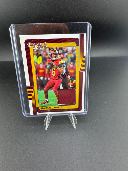 2025 Panini Donruss Threads Jayden Daniels Washington Commanders Memorabilia Card #DTH-JDS - front