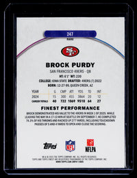 2024 Topps Finest Football Brock Purdy Rare #247 San Francisco 49ers - back