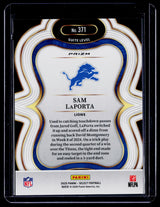 2025 Panini Select Football Sam LaPorta Suite Level #371 Detroit Lions - back