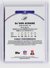2025 Topps Finest Football De'Von Achane Blue Refractor /150 #158 - back