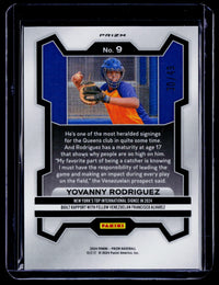 2024 Panini Prizm Baseball Yovanny Rodriguez Orange Wave Prizms #9 /49 - back