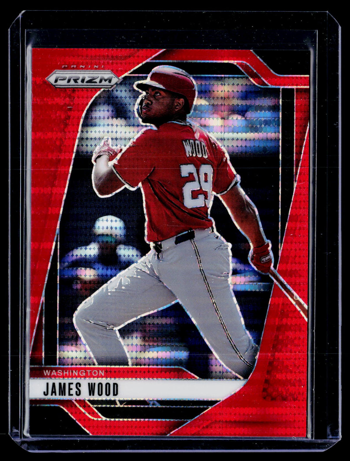 2025 Panini Prizm Baseball James Wood Red Pulsar Prizms #38 383/399 - front