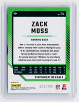 2024 Panini Donruss Optic Zack Moss Blue #39 /299 Cincinnati Bengals - back