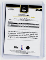 2024-25 Topps Basketball Quinten Post Golden State Warriors Rookie Card #139 - back