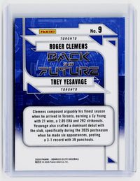 2026 Panini Donruss Elite Baseball Back to the Future Green #9 Roger Clemens Trey Yesavage - back