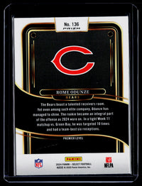 2024 Panini Select Football Premier Level Rome Odunze Rookie Card #136 Chicago Bears - back